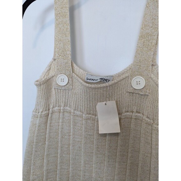 Sweater Project Dress Womens Large Ivory Shimmer Pleated Y2K - Picture 3 of 10